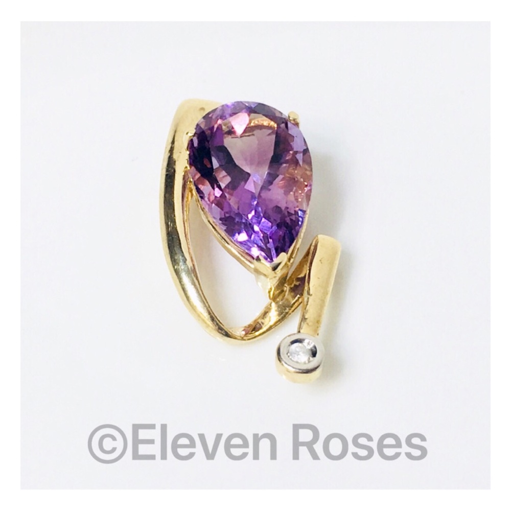 10k Gold Amethyst Diamond Slide Pendant